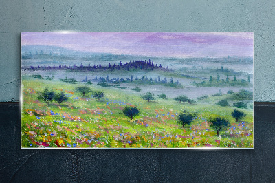 Skleneny obraz Maľovanie stromy krajina