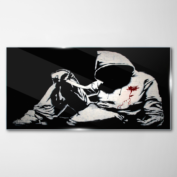 Skleneny obraz Muž s nožom Banksy
