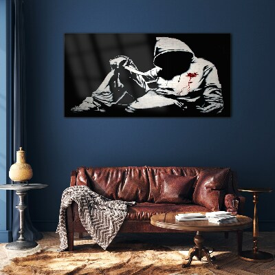 Skleneny obraz Muž s nožom Banksy