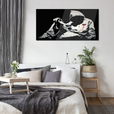 Skleneny obraz Muž s nožom Banksy
