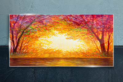 Skleneny obraz Vodné jesenné západ slnka
