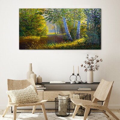 Obraz na skle Lesné kvety rieka príroda