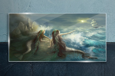 Obraz na skle Siréna oceán loď búrka