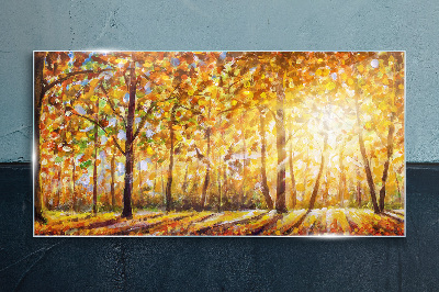 Obraz na skle Zlatá jeseň v lese