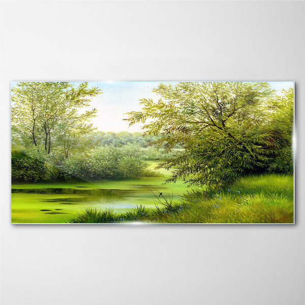 Obraz na skle Stromy rieka príroda