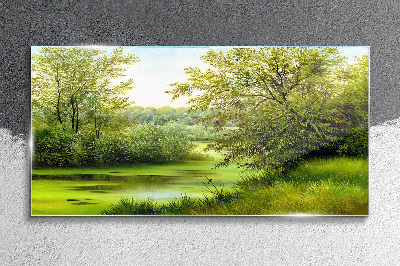 Obraz na skle Stromy rieka príroda