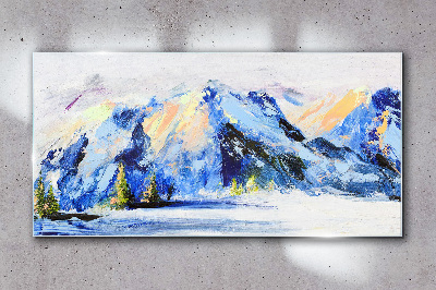 Skleneny obraz Zimné sneh horskej voľne žijúcich živočíchov