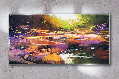 Skleneny obraz Abstrakcia rieky lesné voľne žijúcich živočíchov
