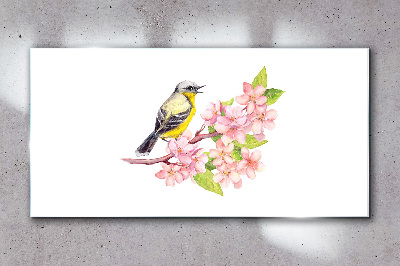 Skleneny obraz Abstrakcie vtákov kvety