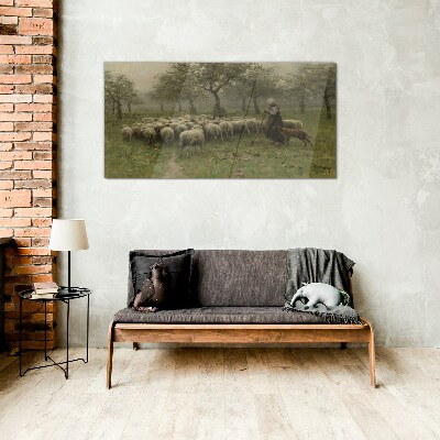 Skleneny obraz Rustikálne strom ovce