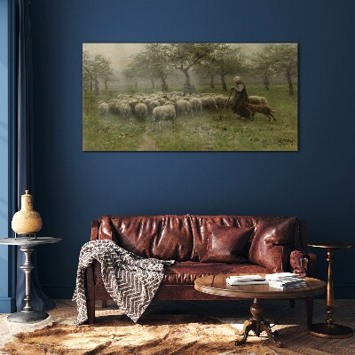 Skleneny obraz Rustikálne strom ovce