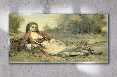 Skleneny obraz Portrét ležiaceho dievčaťa