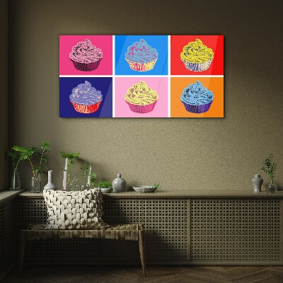 Skleneny obraz Farebné pop art muffiny