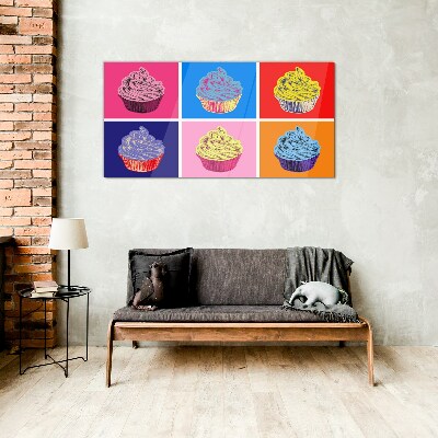 Skleneny obraz Farebné pop art muffiny