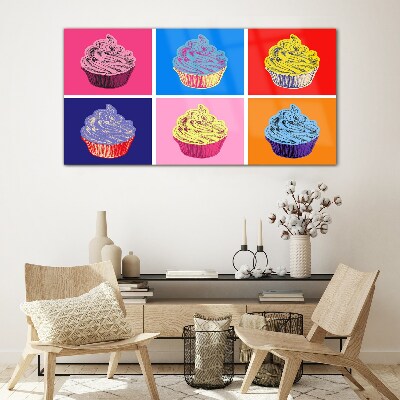 Skleneny obraz Farebné pop art muffiny