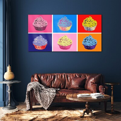 Skleneny obraz Farebné pop art muffiny
