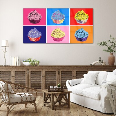 Skleneny obraz Farebné pop art muffiny