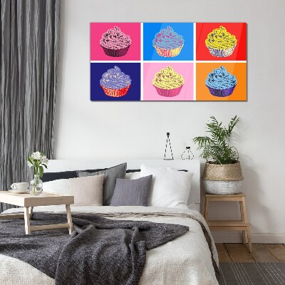 Skleneny obraz Farebné pop art muffiny