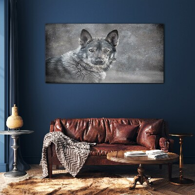 Skleneny obraz Zimné sneh zvieracie vlka pes