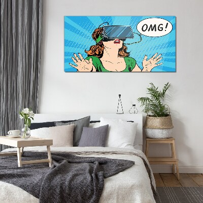 Skleneny obraz Prekvapenie vo virtuálnej realite