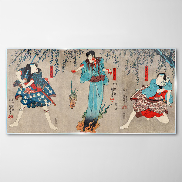 Sklenený obraz Ázie kimono samurai