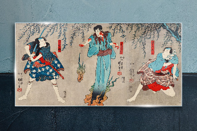 Sklenený obraz Ázie kimono samurai