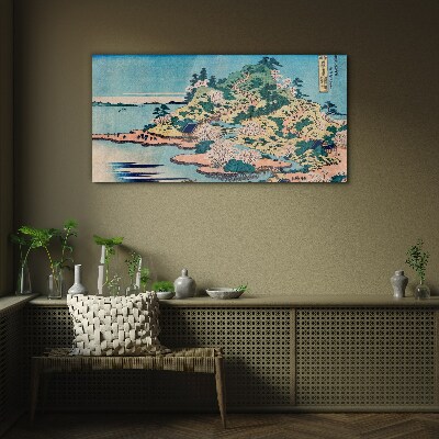 Sklenený obraz Ázie island morská horská rieka