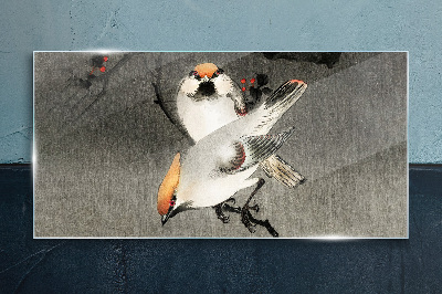 Sklenený obraz Ázie pobočky zvierat vtákov