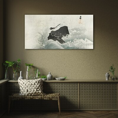 Sklenený obraz Vodné vlny vták rock