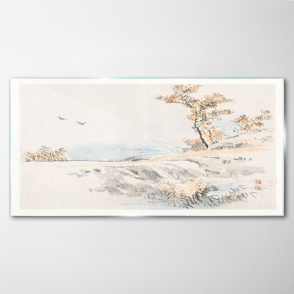 Sklenený obraz Sea tree vtákov cesta