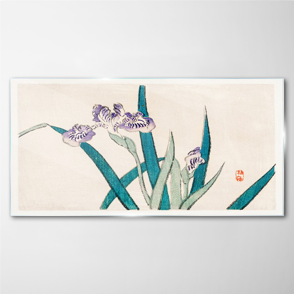 Obraz na skle Ázijské kvety kreslenie