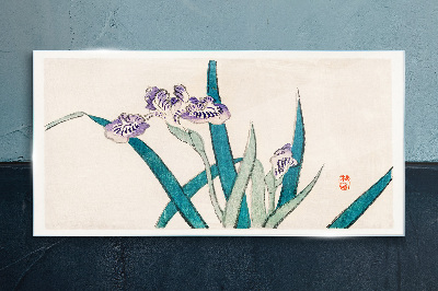 Obraz na skle Ázijské kvety kreslenie