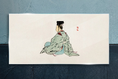 Obraz na skle Japonská kráska v tradičnom kimone