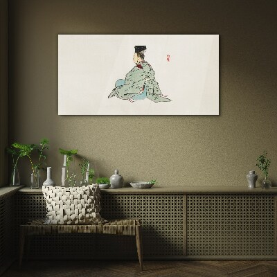 Obraz na skle Japonská kráska v tradičnom kimone