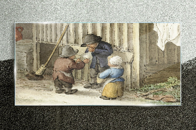 Obraz na skle Deti hrajúce sa v stodole