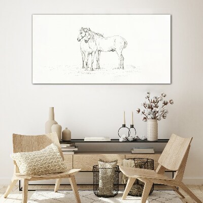 Obraz na skle Kreslenie zvierat kone