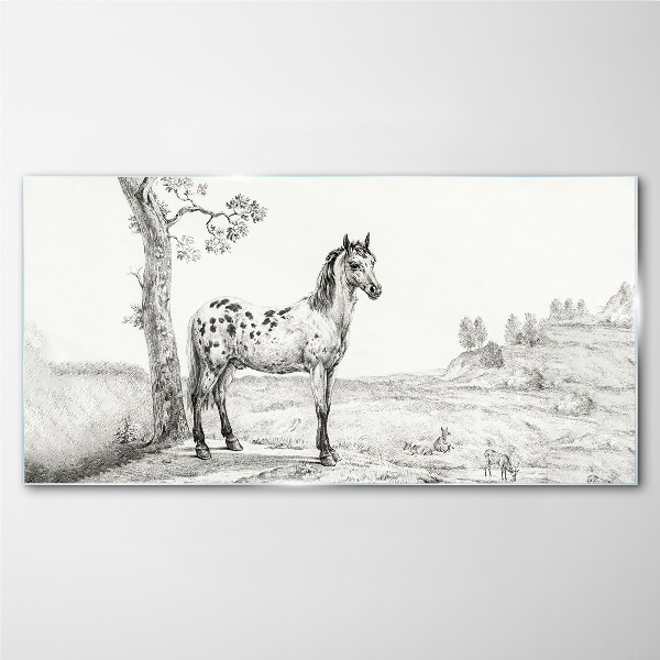 Obraz na skle Kresba koní zvieratá