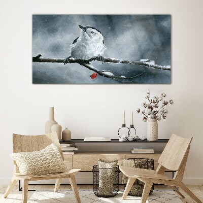 Skleneny obraz Zvieracie vták snehová zima