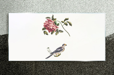 Obraz na skle Zvieracie vták vetva kvetina