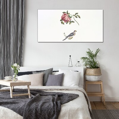 Obraz na skle Zvieracie vták vetva kvetina