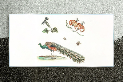 Obraz na skle Kreslenie zvierat vták kvetov
