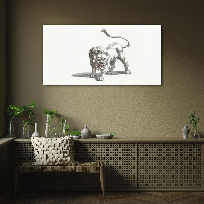 Obraz na skle Kreslenie zvieracie mačka leva