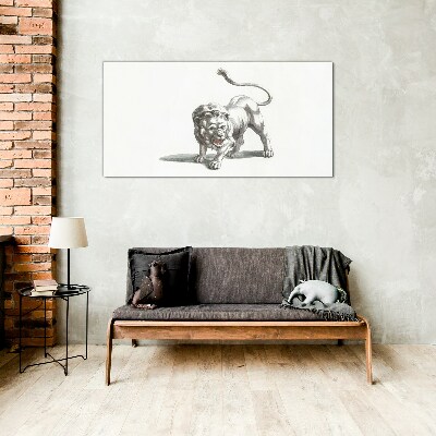 Obraz na skle Kreslenie zvieracie mačka leva