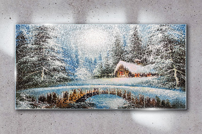 Skleneny obraz Zimné sneh lesné príroda