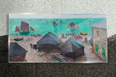 Obraz na skle Prímorská krajina s loďami