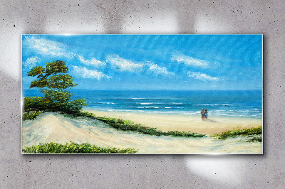 Skleneny obraz Pobrežie pár pláže mora