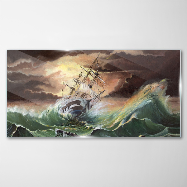 Obraz na skle Loď loď oceáne búrok vlny