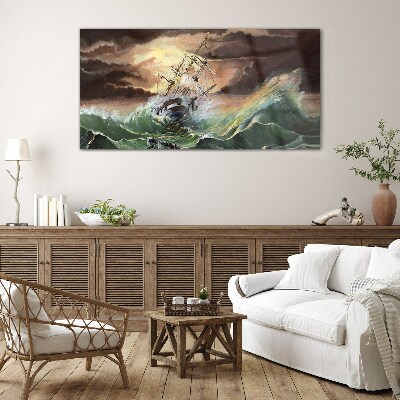 Obraz na skle Loď loď oceáne búrok vlny