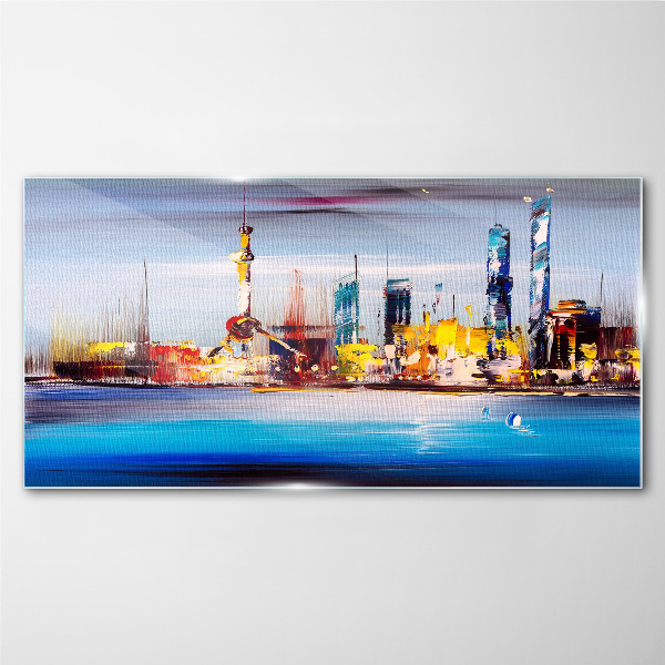 Skleneny obraz Abstrakcie mestskej mora