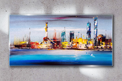 Skleneny obraz Abstrakcie mestskej mora